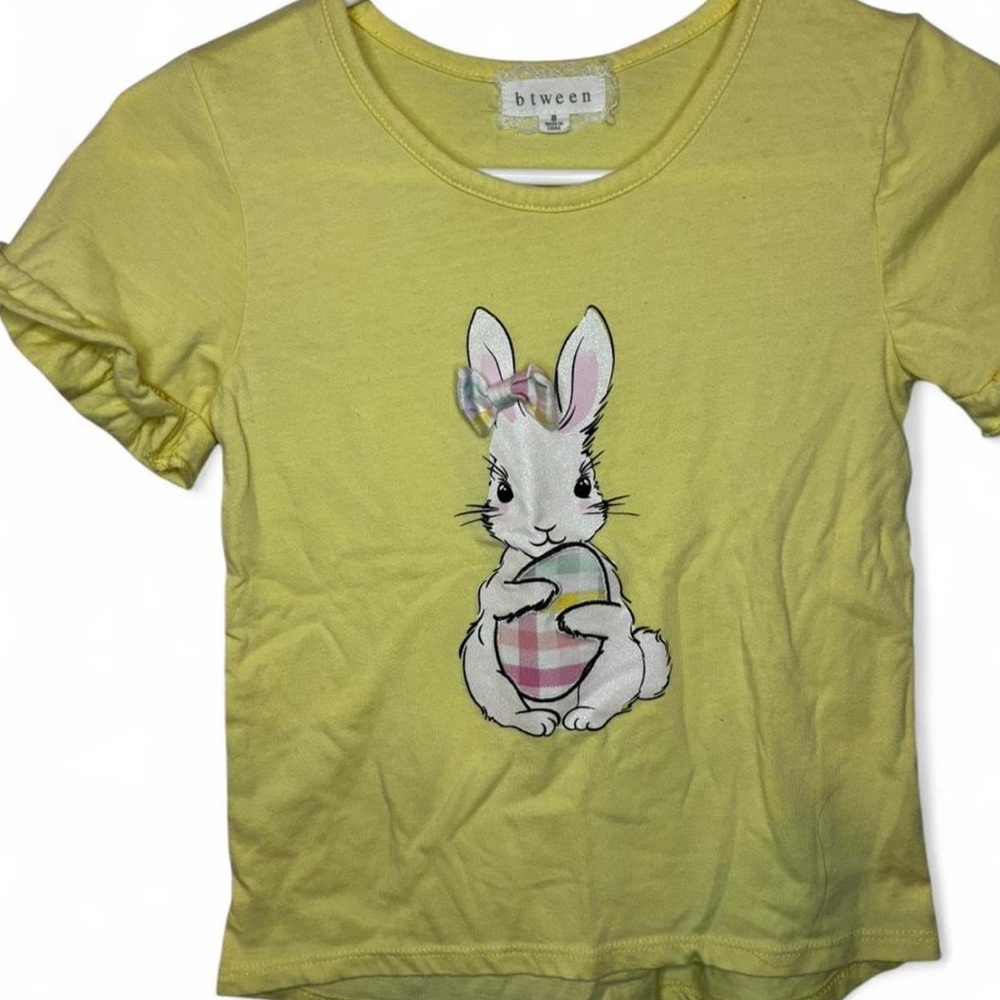 btween Yellow Kids T-Shirt with Bunny Graphic